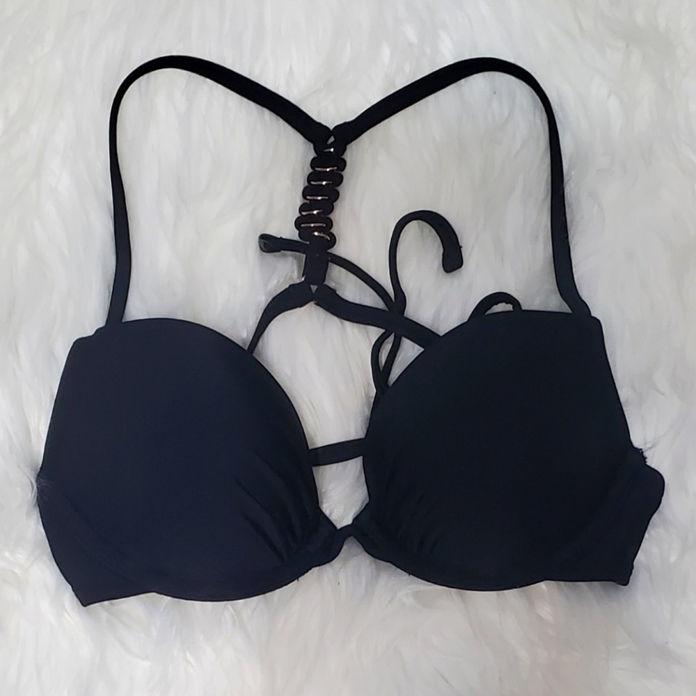 NWOT Aerie Black Razor Back Push Up Bikini Top